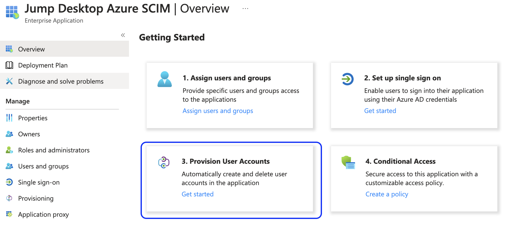 Enterprise application overview with Provision User Accounts