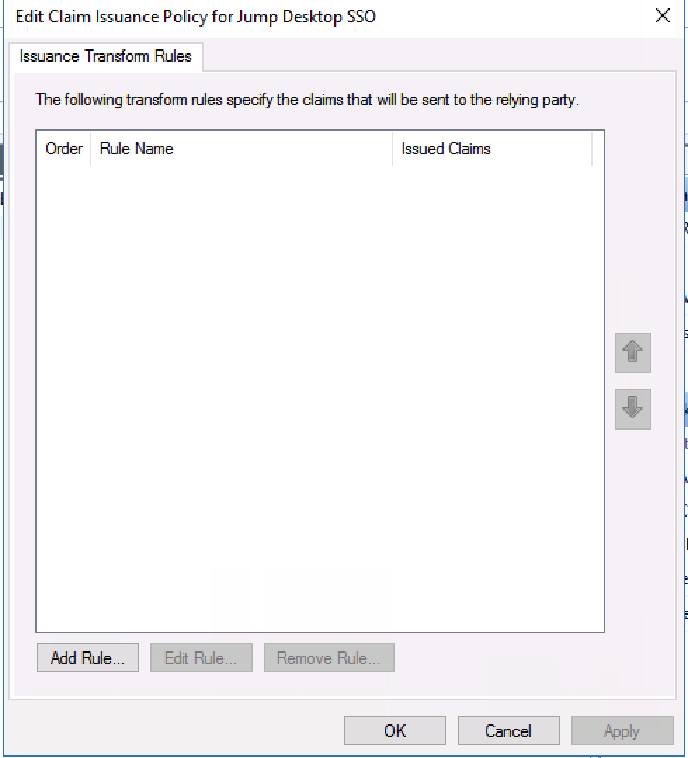 Edit Claim Issuance Policy dialog with the Add Rule button
