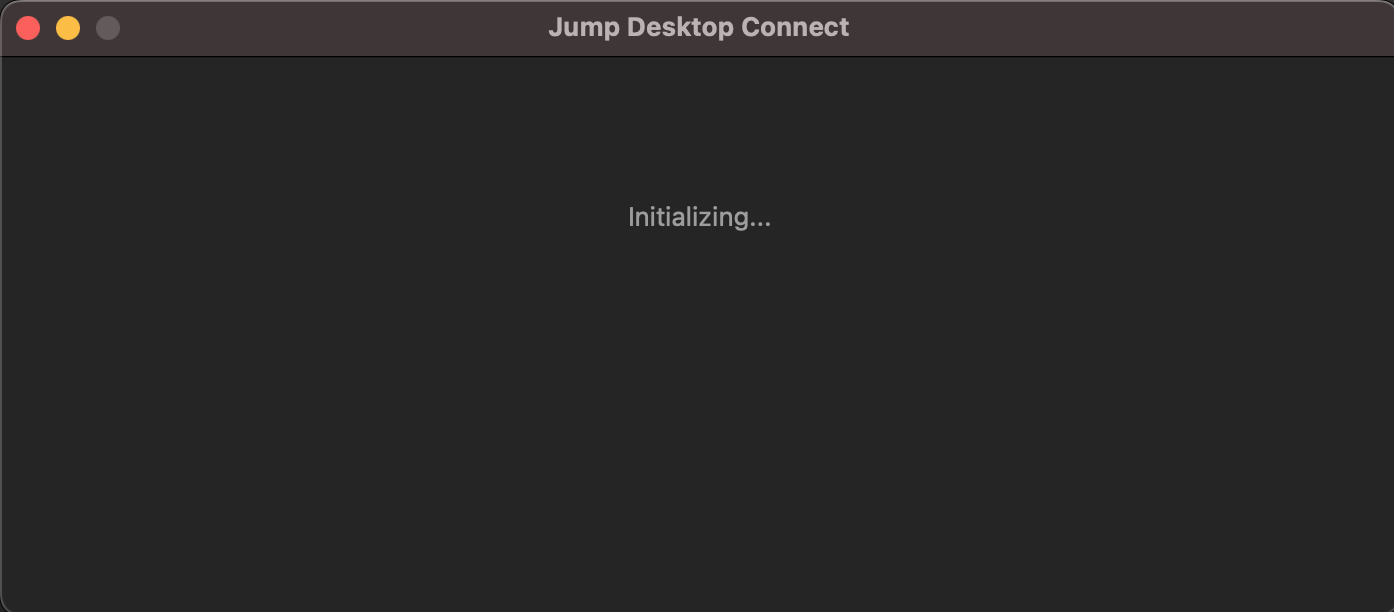 Jump Desktop Connect window showing Initializing...