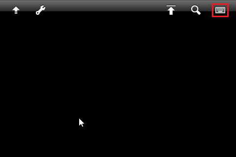iPhone session toolbar with the keyboard button highlighted